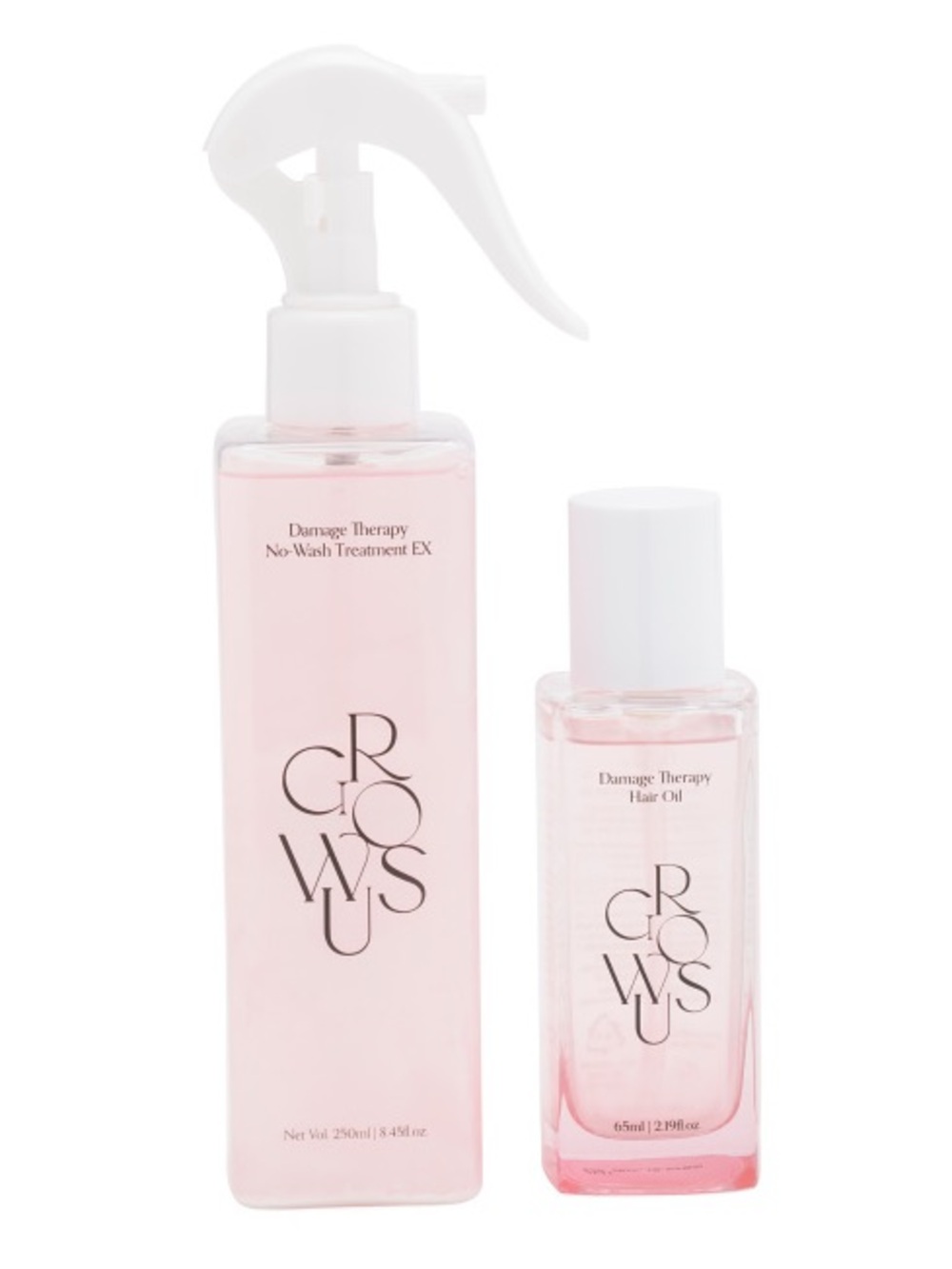 GrowUs Rose Damage Therapy Set; No Wash Treatment EX & Hair Oil- limited ed.